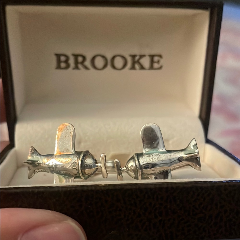 Brooke Silver 925 Airplane Cufflinks Preowned
